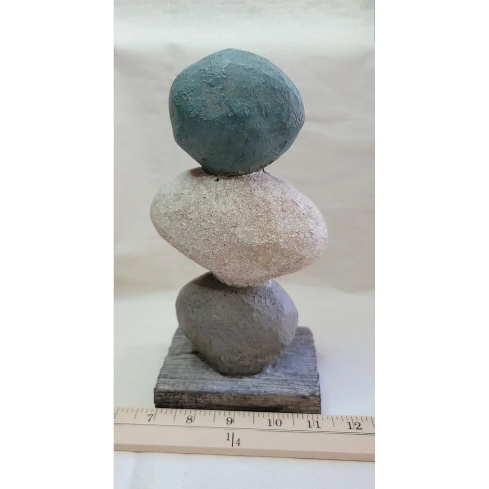 Stacked Stone Resin BEACH & SHELLS on DRIFTWOOD Decorative Standing TABLE Decor